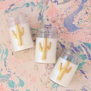White and Gold Cactus Candles